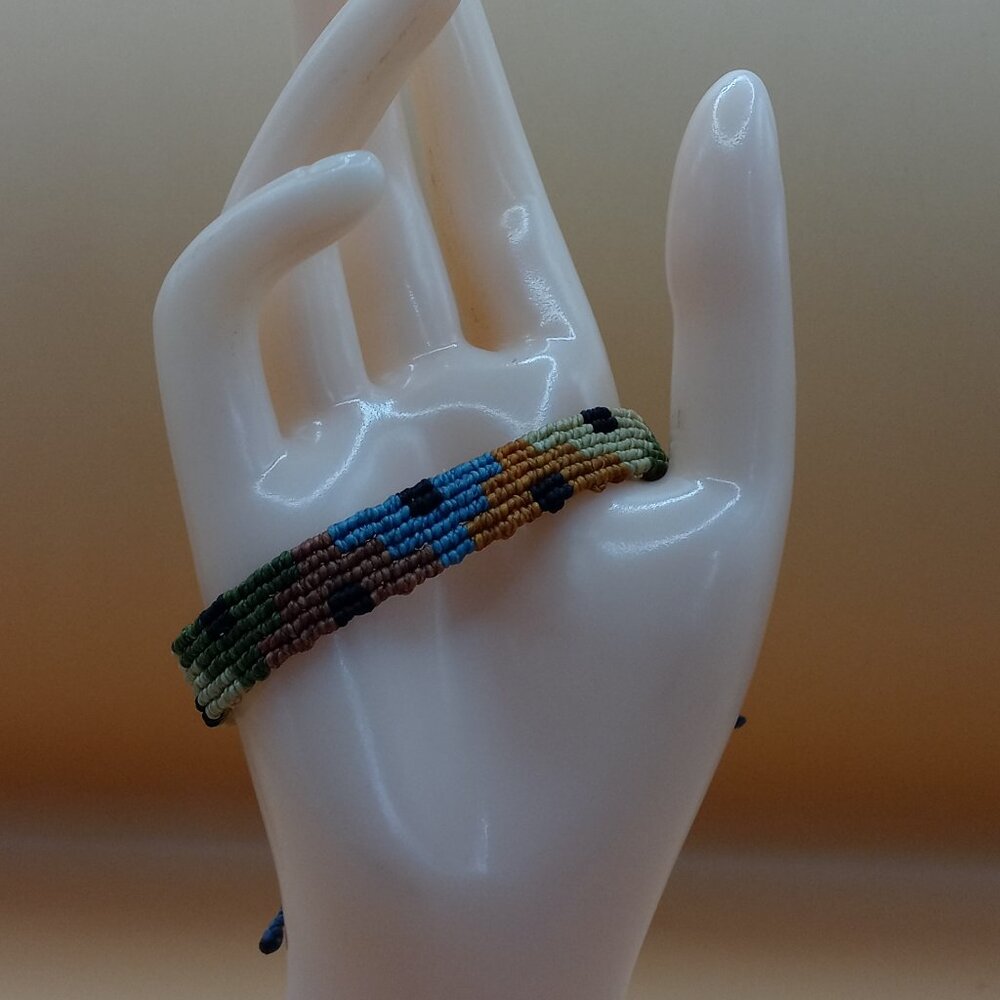 Unisex Woven Macramé Thread Bracelet Inca Chakana Design Andean Spiritual Connec